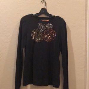 Tory Burch long sleeve black tee with sequins
